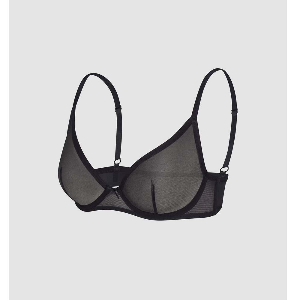 NWT Savage Fenty Adam Selman 38C Neon Nights Unlined Demi Bra Black Caviar